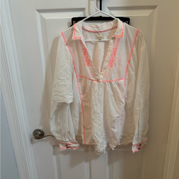 Pilcro Tops - Pilcro Cream Blouse with Pink Accents